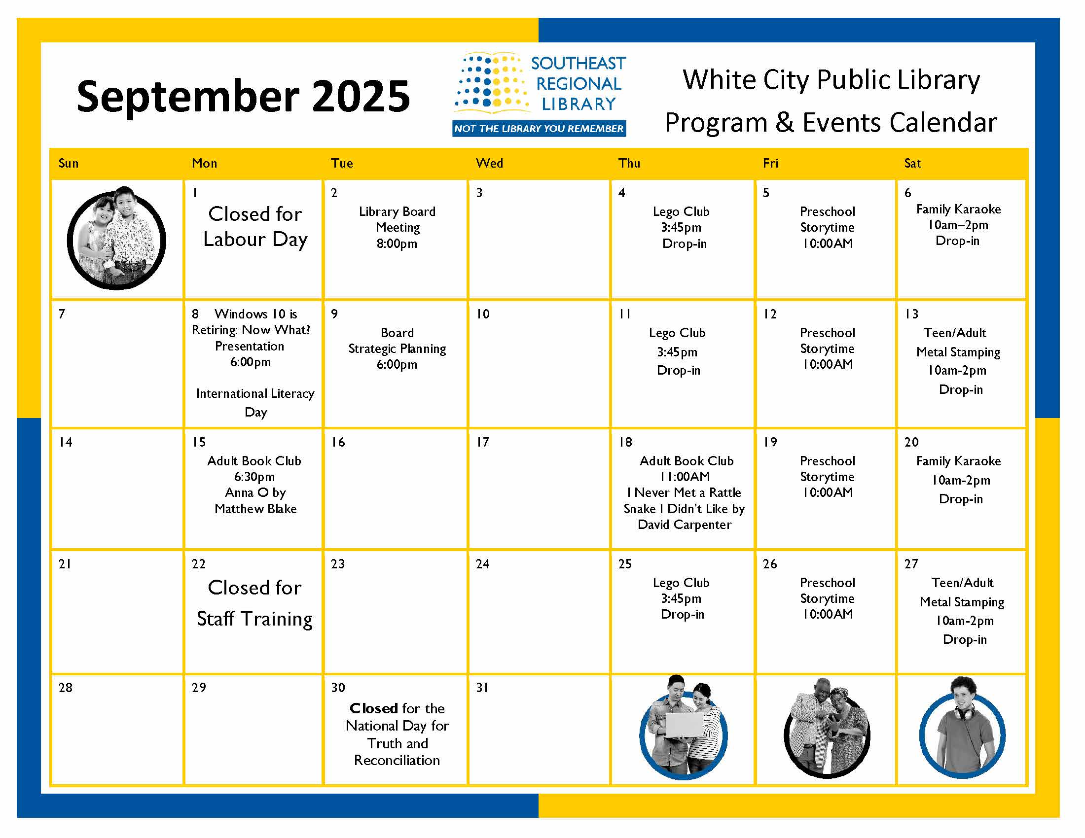 September program and events calendar for White City Public Library